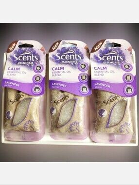 NWT 》3×《 SCENTS ESSENTIALS CALM ESSENTIAL OIL BLEND LAVENDER SACHETS!